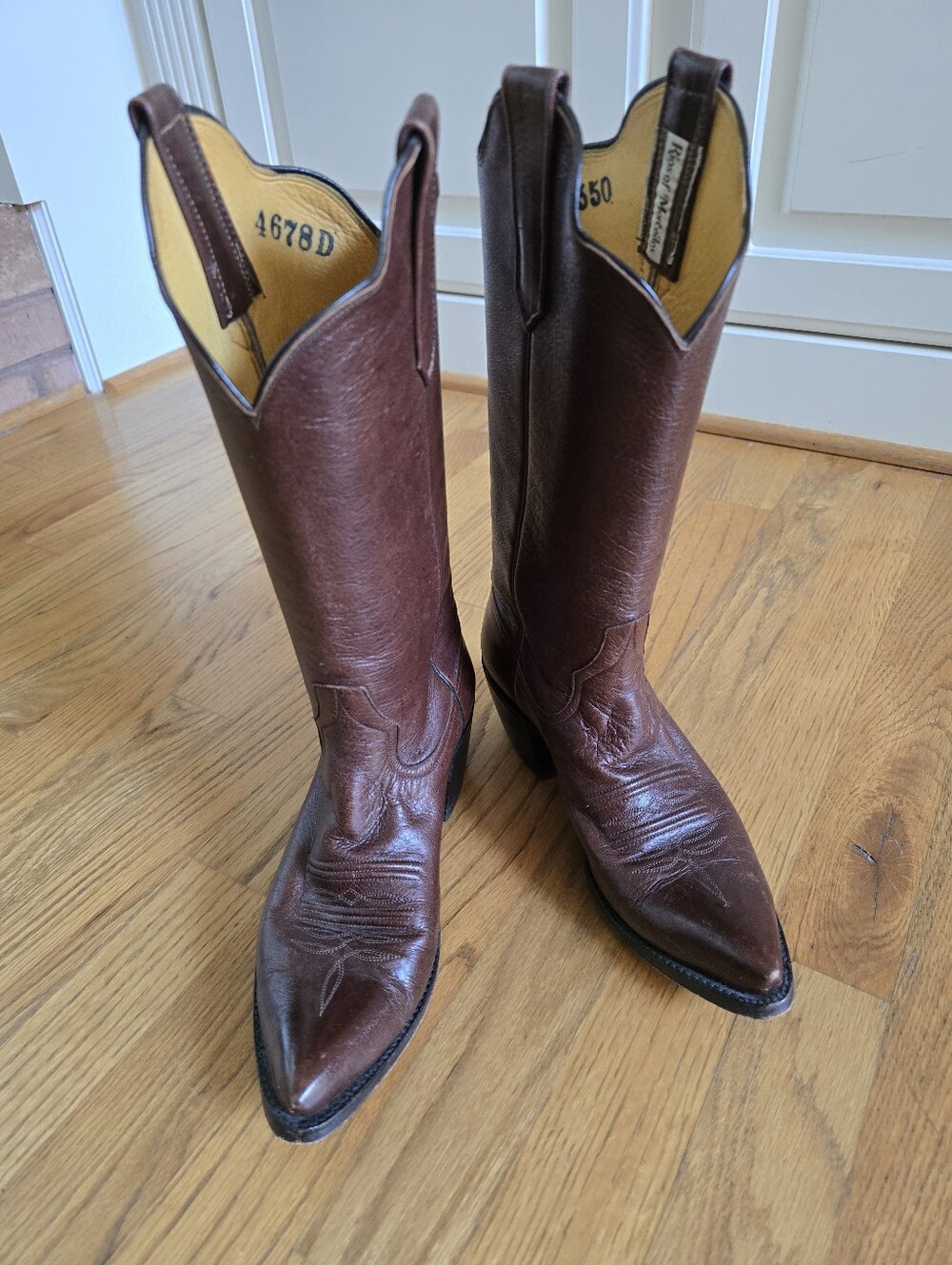 Handmade Rios of Mercedes Rich Brown Leather Womens Cowboy Boots Size 6.5